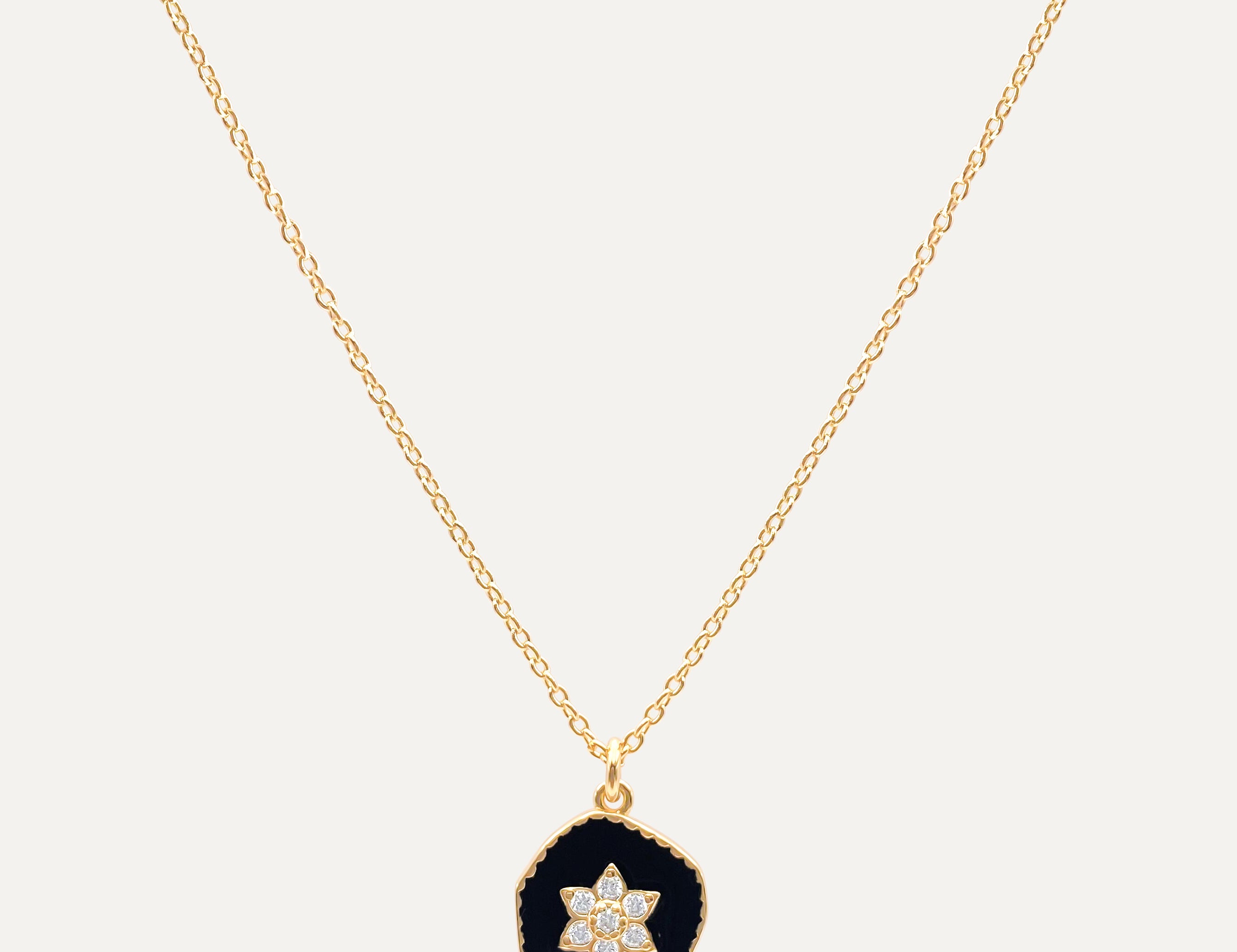 Gold Diamond Flower Pendant